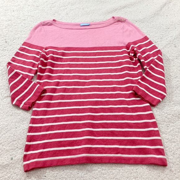 J. McLaughlin Tops - J McLaughlin preppy pink stripe boatneck shirt